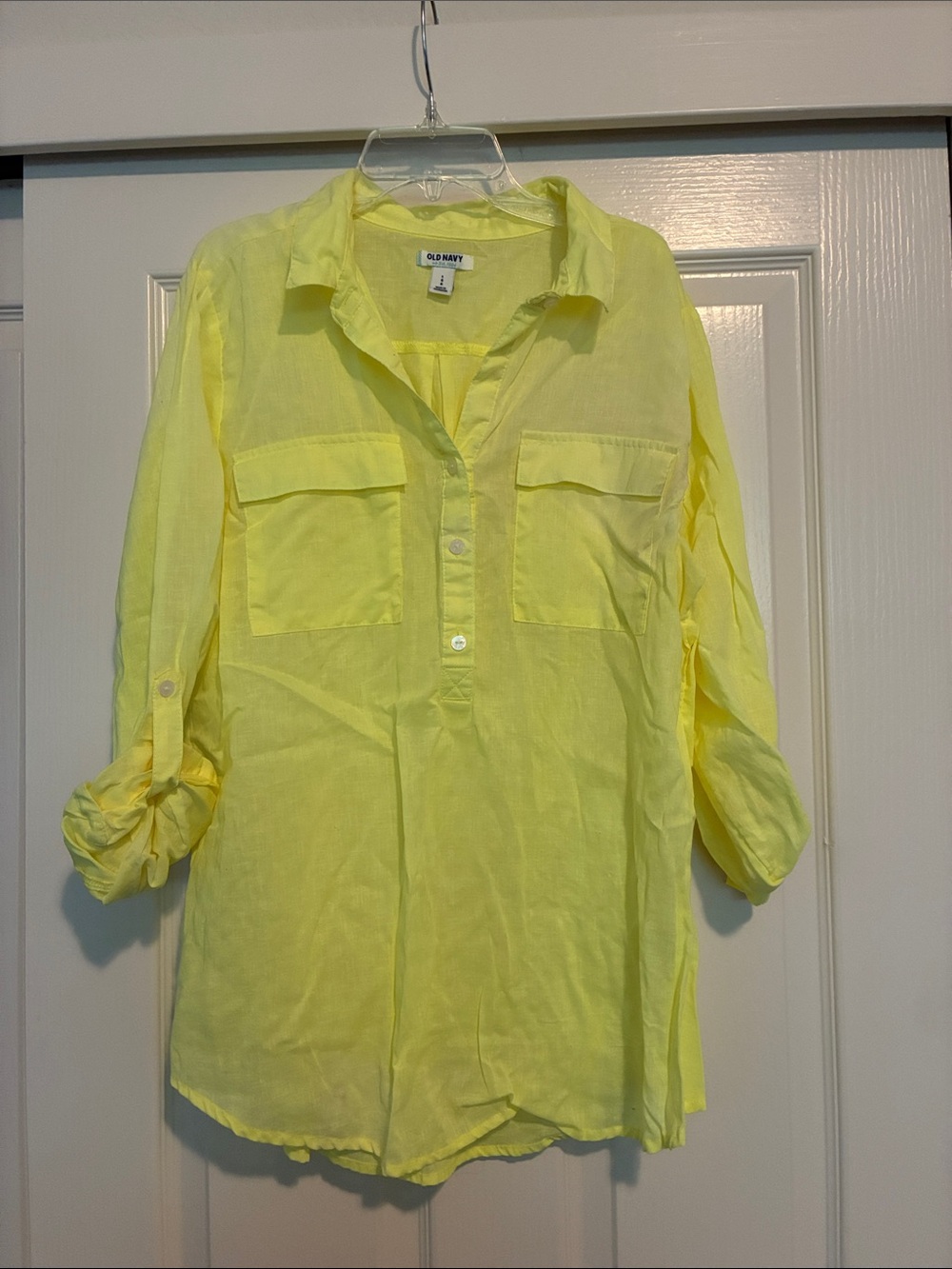 Old Navy Sheer Button-Front Yellow Blouse